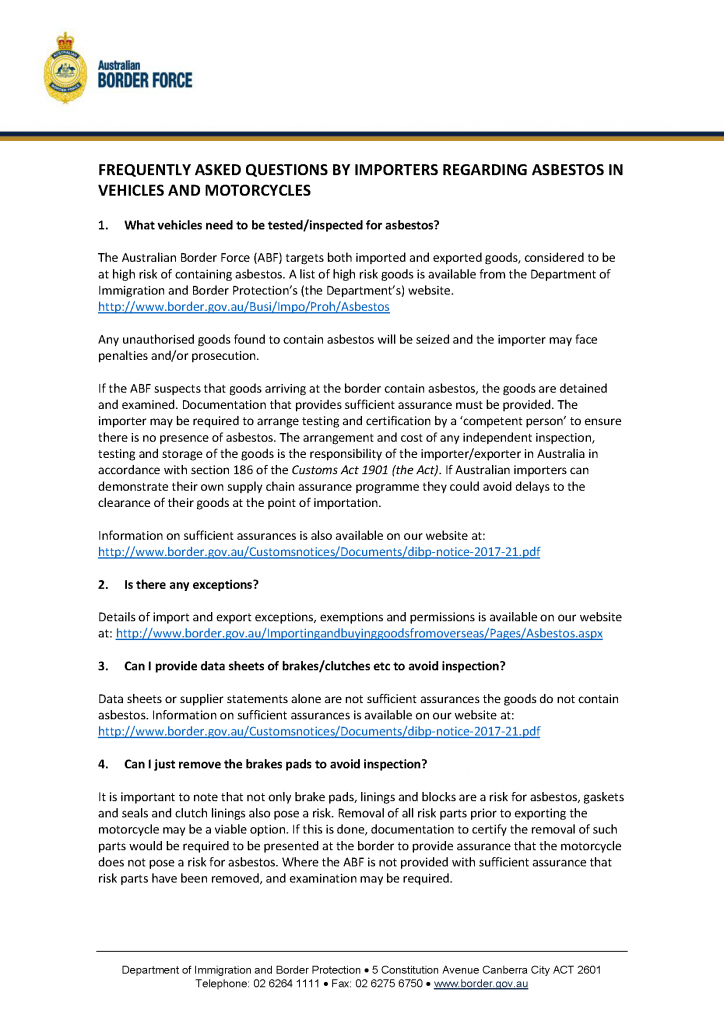 Australia Border Force FAQ