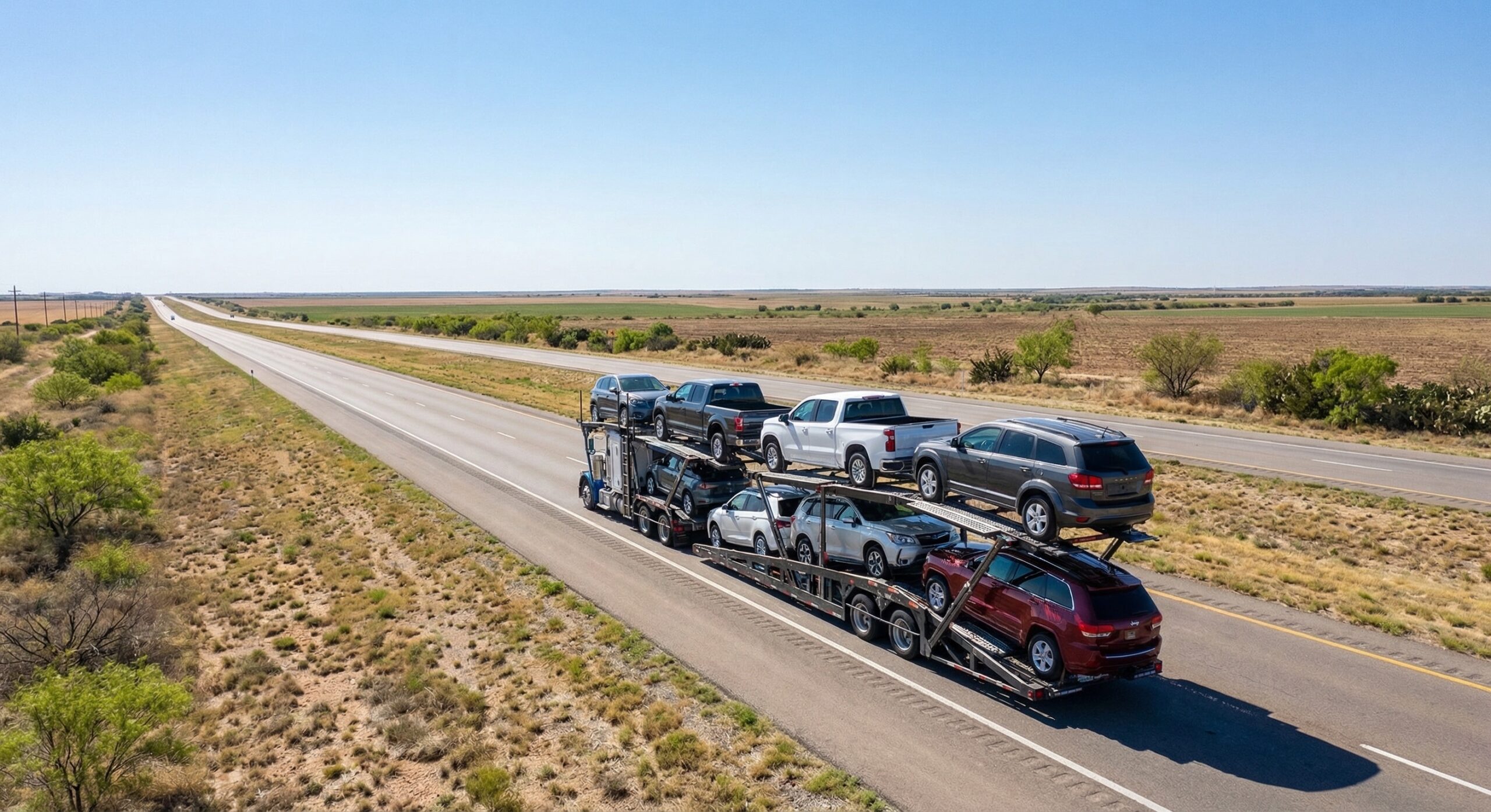 Car carrier truck on highway