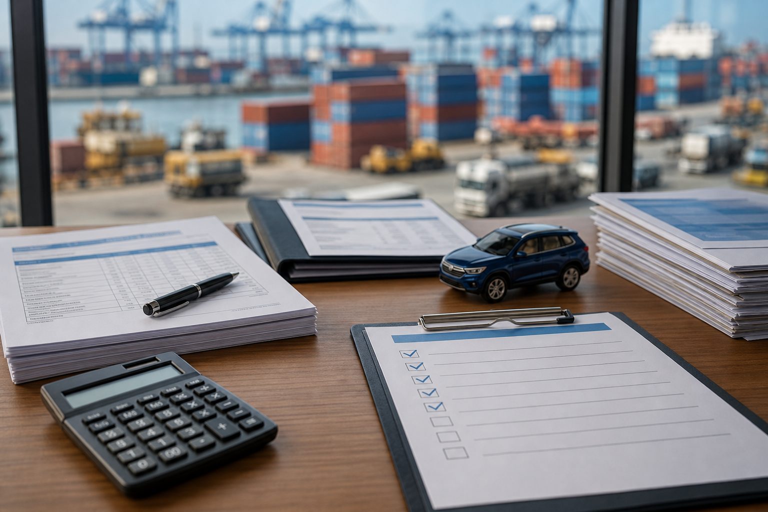International vehicle shipping documents and surcharge checklist before booking